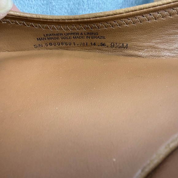 Tory Burch Reva Ballet Flats Tan Pebbled Leather Gold Logo 50008691 9.5M - Picture 5 of 16